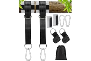 IXYDOR 900KG Schaukel Befestigung Baum und Hängematte Befestigung 200cm x 5cm, Inklusive 2 Karabinern, D-Ringen, für Hängesessel Schaukelaufhängung mit Baumschutz Polster, Aufbewahrungstasche