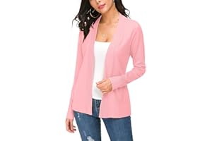 EXCHIC Mujeres Ligero Manga Larga V Cuello Frente Abierto Punto Cárdigan