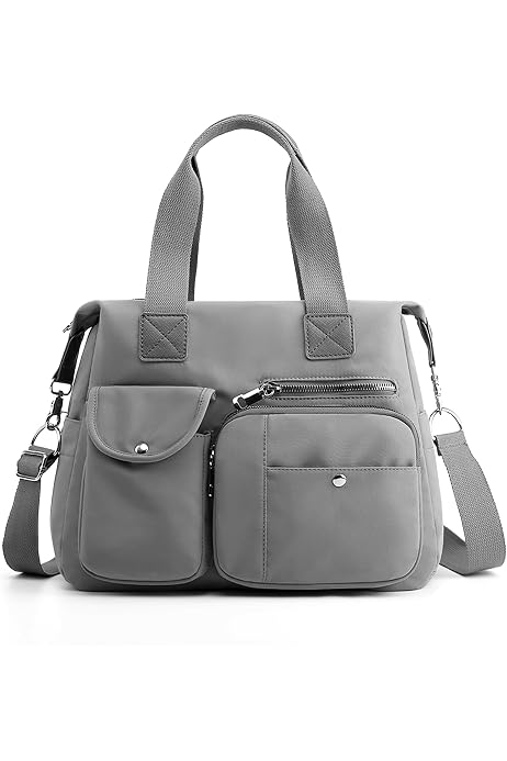 Sac à Dos Femme Petit DORRISO Gris – Sac École Bandoulière Léger Voyage Décontracté Nylon Imperméable