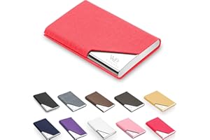 Waylipun porta biglietti da visita, Porta biglietti da visita Professionale in pelle PU, Porta Biglietti da Credito in Acciaio Inox con fibbia magnetica per Uomini e Donne (Rosso)