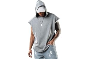 Lomon Herren Tank Top Muskelshirt Ärmelloser Hoodie Tanktop Fitness Gym Shirt Workout Sport Kapuzenpullover