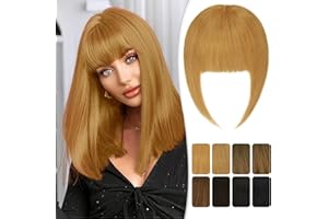 RUWISS Frangia Clip Capelli Veri Natural Frangetta Frontale Clip Extension 100% Capelli Veri Thickbangs Hair Clip Frangia Posticci per Capelli Umani per Donna(Biondo)