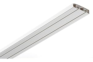 GARDINIA Set de rieles de cortina, juego completo con 2 rieles, incl. material de fijación, 3 x120 cm, Blanco