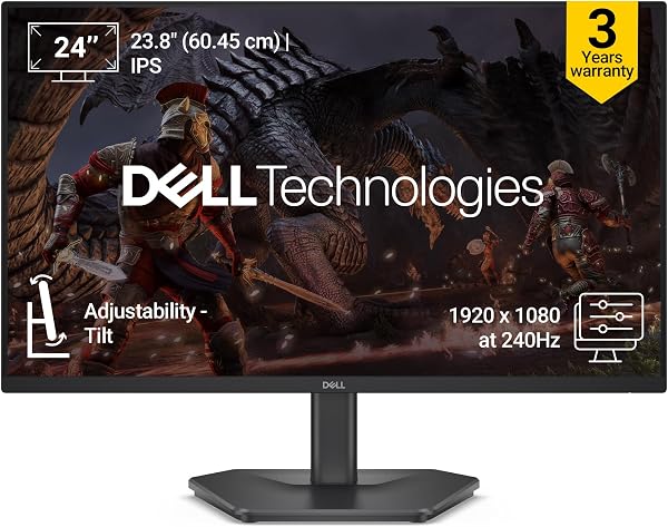 Dell SE2426HG 24" (Smartchoice) FHD Gaming Monitor | 240Hz Fast IPS | 0.5ms Response | AMD FreeSync Premium | HDR10 | 99% sRGB | Eye Comfort | Tilt Stand | HDMI