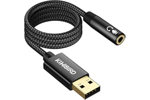 ‎KIWIBIRD KiwiBird USB auf 3,5mm Klinke Audio Adapter, Headset Aux auf USB Stecker, USB Kopfhörer und Mikrofon Adapter, TRRS 4-polig, Externe Stereo Soundkarte kompatibel mit PS4, MacBook, Windows PC - 1,2m