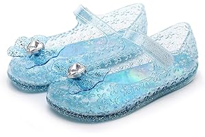 Naihoow Toddler Frozen Elsa Shoes Mary Jane Flat Princess Jelly Party Dress