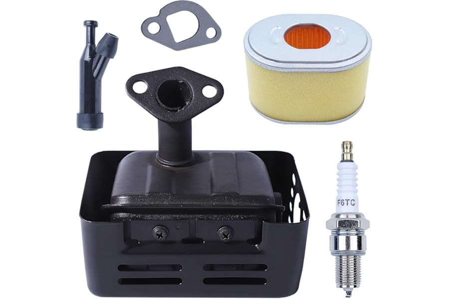 Mtanlo Exhaust Muffler Set for Honda GX120 GX160 GX200 168F 4HP 5.5 HP 6.5HP Engine, Muffler with Spark Plug Starter Cap Split Spark Plug Air Filter