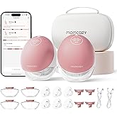 Momcozy Hands Free Breast Pump Mobile Flow | M9 Upgrade, Electric & App Control, Personalized Multi-Modes & 15 Levels, Wearab