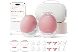 Momcozy Hands Free Breast Pump Mobile Flow | M9 Upgrade, Electric & App Control, Personalized Multi-Modes & 15 Levels, Wearable Pump Breastfeeding, 24mm (Cozy Red, 2 Count)