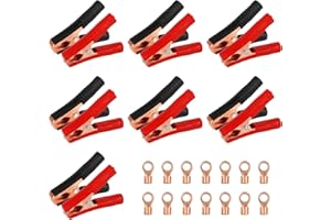 HUAHAODA Huahao 14 Pcs 100A Pince Crocodile en Cuivre Cavaliers Pinces Pinces de Batterie de Voiture Pince Crocodile Automatique Batterie de Voiture Electrique Pinces Crocodiles pour Chargeurs de Batterie