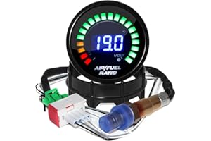 PIOUSUNT 2'' 52mm Auto-Luft-Kraftstoff-Verhältnis-Messgerät AFR Meter mit blauer LED-Digitalanzeige mit Schmalband O2 Sauerstoff Sensor Auto-Messgerät 12V