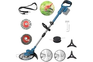 FIUTAZGE Akku Rasentrimmer für Makita-Akkus mit 5 Klingentypen Bürstenlose Rasentrimmer mit Unkrautbürste mit Tap&go (ohne Akku) (Blue)
