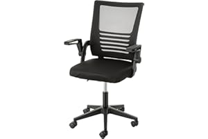 Baroni Home Sedia da Ufficio con Altezza Regolabile e Braccioli Mobili, Seduta Ergonomica, Poltrona da Ufficio e Studio Imbottita Girevole, Nera, 90x40x47 cm