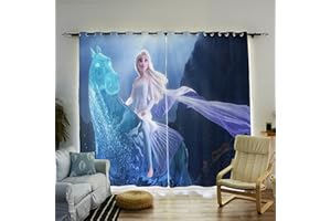 LKFFHAVD Anime Frozen Verdunkelungsvorhang - Sets, Anna Elsa Olaf Vorhänge Ösen 3D Druck ?2er Set, Für Dekoration Kinderzimmer Wohnzimmer Schlafzimmer (35,150×166(BxH))