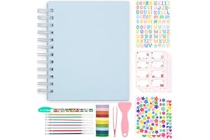 AMIMY Kinder Scrapbook Selbstklebendes Fotoalbum 25 Seiten Hardcover DIY Fotoalbum für Sofortbildkamera Druckpapier mit DIY Zubehör (Blau)