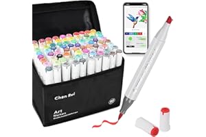 AEDAGA Chen Rui 80 Colours Alcohol Brush Markers with Free App, Brush and Chisel Tip Alcohol Pens for Adults, Drawing Markers for Anime Manga Drawing and Sketching，