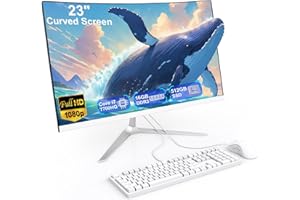 SUKOTOP Ordenador Todo en uno 23,8 Pulgadas Curved Display Core i7 7700HQ(hasta 3,8 GHz) 16 GB RAM 512 GB SSD Dual-Band WiFi Bluetooth 5.0, Completo con Teclado y Ratón Cableado