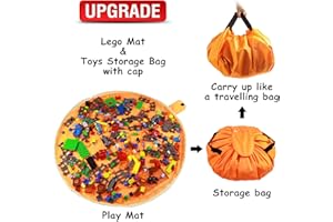 SUMBABO Toy Bag and Toy Storage Mat Bag for Lego - Toy Storage Container 60" for Kids Storing Bricks Toy with Cap can as Gift