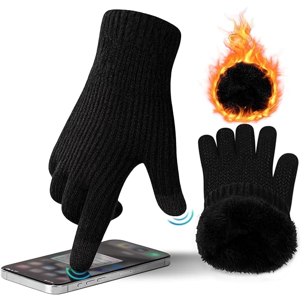 ZASFOU Gants Hiver Thermiques Tactiles Pour Femme - Doublés Polaire Avec Nœud Peluche - Cadeau Froid