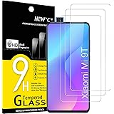 NEW'C 3 Pezzi, Vetro Temperato per Xiaomi Mi 9T, Xiaomi Mi 9T Pro, Pellicola Prottetiva Anti Graffio, Anti-Impronte, Senza Bo