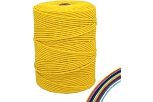 FORBELL Makramee Garn, 2mm x 300m Premium Baumwollgarn, DIY Handwerk (Zitronengelb, 3 mm x 300 M)