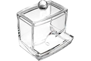 KAMAY'S DJUNXYAN Cubes Transparent Acrylic Cotton Swab Dispenser Holder Organizer Container With Lid D