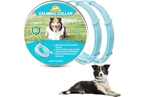 SURGLAM Collare Calmante per Cani, Collari per Cani Anti-ansia Regolabili, Collare ai feromoni calmante a 60 Giorni Lunga Durata Impermeabile Naturale Sicuro per Tutti i Cani (Blu-2pz)