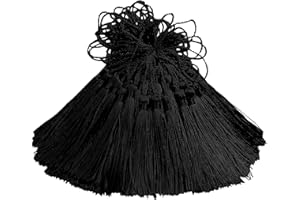HETUYON 100pcs Silky Handmade Craft Tassels Mini Pendant for DIY Bookmark, Keychain, Garland, Graduation Cap, Curtains, Jewelry Making, Party Decoration, Sewing, Cushions and Home Decor (Black)