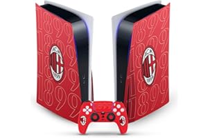 Head Case Designs Licenza Ufficiale AC Milan 1899 Logo Nero Arte Vinile Frontalino Sticker Gaming Pelle Adesivo Compatibile con Sony Playstation 5 PS5 Disc Edition Console & DualSense Controller