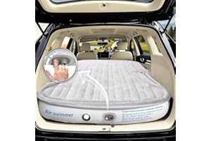 air swimmers Colchon Coche con Bomba incorporada | Se Llena en 3 Minutos con sólo tocarlo | Soporte Uniforme | Grueso Flocado de PVC | Adecuado para autocaravanas SUV/MPV/RV