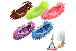XONGSYUE 5 Pares Pantuflas para Fregona, Microfiber Dust Mop Shoes, Zapatillas Mopa, Reutilizable Fregona Zapatos, Multifunción Zapatillas Cubrir, Pantuflas Limpieza Piso para Casa Piso Cocina, 5 Colores