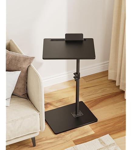 Höhenverstellbarer C-Tisch Beistelltisch – C-Form, 360° Drehbar, Platte 40x30 Cm, Für Sofa, Bett, Badewanne, Laptop, Snacks, Rustikales Braun