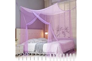 HOOPOE Mosquitera Cama Matrimonio Individual,Púrpura Grande Dosel Cama Mosquitero,Puerta Sencilla Mosquito Net con Kit de Montaje,Portátil Poliéster Malla Fina Mosquitera Viajes y Hogar 200x180 x165cm
