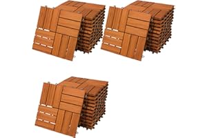 DEUBA Casaria Piastrelle Legno Acacia 33pz Certificato FSC® Mattonelle 3m² ad Incastro 30x30cm Esterno Mosaico