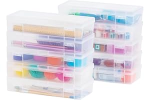 Iris USA Große Kunststoff-Aufbewahrungsbehälter mit Verriegelungsdeckel, für Pinsel, 30,5 cm Lineal, Werkzeuge, Bänder, Washi-Tape, Ornamente, stapelbar, transparent, 10 Stück