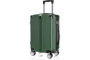 POSH Walizka podróżna z twardą obudową, 4 kółka, z twardą obudową, wykonana z tworzywa ABS, zestaw M-LXL, zielony, XL, Twarda walizka z A, wzmocniona rama aluminiowa