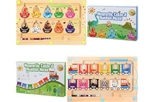 Kaisibum 2 Stück Magnetspiel Labyrinth,Montessori Spielzeug ab 2 3 4 5 Jahren Lernspiele Motorikspielzeug Klassifizierung der Farben Kinderspielzeug Geschenk für Jungen und Mädchen