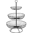 Hossejoy 3-Tier Black Metal Detachable Fruit Basket Countertop Fruit Bowl Vegetable Bread Basket Display Storage Stand for Kitchen, Bathroom