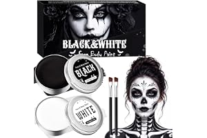 Halloween Smink Makeup Vit Svart - Halloween Face Body Paint 100g | Ansiktsfärg och Kroppsfärg SFX Makeup Kit för Zombie Clown Vampyr Skelett Smink Karneval och Cosplay