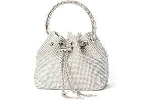 NICOLE & DORIS Sac de Soirée Femme Pochette Élégants Sac à Main Bandoulière Petit Sac Epaule en Strass Sac Seau de Soirée Sacs pour Mariage Cocktail Fête Cadeau Argent