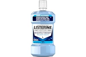 Listerine Advanced Nightly Reset Midnight Mint (Zero Alcohol) Mouthwash (500ml), with Unique Deep-Cleaning Formula to Remineralise Tooth Enamel and Help Prevent Cavities