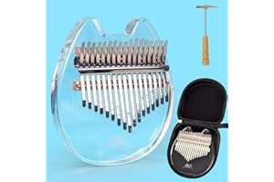 AKLOT Kalimba 17 Schlüssel,Transparentes Acryl Daumen Klavier Geschnitzte Kalimbas beachten Starter Kits Finger Klavier Mit Tasche Stimmen Sie Hammer-Aufkleber