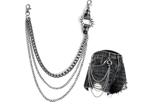 Grolibyre Byxkedja herr dam gotiska punk jeans kedja 54 cm silver dubbelskikt bikerkedja med karbinhake hiphop tillbehör för
