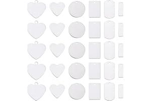 UNICRAFTALE 36pcs 6 Estilos Encantos Acero Inoxidable Estampado Colgantes Etiqueta En Blanco Colgantes de Forma Rectangular/Corazón/Plano Redondo/Mixto para Pulseras Fabricación de Collares