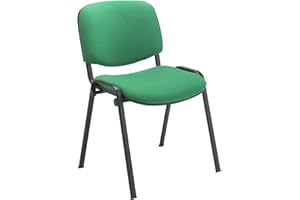 Office Hippo Heavy Duty Meeting Chair, Versatile & Robust Stackable Reception Chair, Office or Conference Chair With Strong Frame & Padded Durable Seat, Up To 115kg Weight - Green/Black, Single