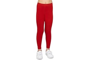 looksy Leggings pour Filles Tissu en Coton Respirant Longueur Cheville Gamme de Couleurs Unies et Vives Vêtements de Sport pour Enfants Tailles de Danse Scolaire 3 à 13 Ans À Usage Quotidien