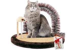 Happi N Pets Original Large Size Cat Arch Self Groomer Massager, Grooming Brush with Sturdy Scratching Pad and Mouse Toy, Kitty Face Scratchers, Cat Scrathers for Indoor Cats, Rubbing Post