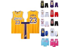 ABRTJCL Basketball Trikot Shirt und Shorts Kinder/Erwachsene 2023/2024, 2-Teiliges Basketball ärmellose Anzug Kinder/Erwachsene, Basketball T-Shirt Weste + Shorts Kinder/Erwachsene