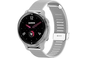 NEMUALL Bransoletka kompatybilna z Garmin Venu 2S/3S/Vivoactive 4S/Vivomove 3S, metalowy pasek do zegarka, stal nierdzewna, pasek zapasowy do Garmin Forerunner 255S/265S