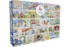 Gibsons British and Brilliant 1000 Piece Jigsaw Puzzle for Adults – UK Landmarks Alphabet Puzzle by Val Goldfinch – Colourful British Artwork – Premium Sustainable Puzzle Made in the UK/EU